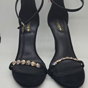 Coach Black Heels with Gold Embellishments